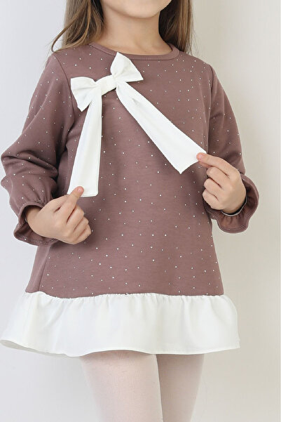 MODANINO Κοριτσίστικο φόρεμα σε στυλ τουνίκ με πέτρινη διακόσμηση και φιόγκο,...