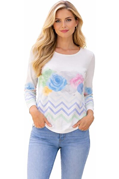 CHEVALIER FASHION Women’s Printed Long Sleeve Top – Crew Neck Casual Pullover