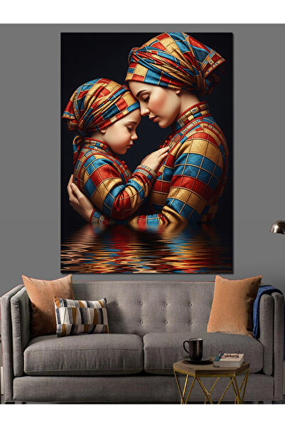 KanvasSepeti Μητέρα και παιδί Υψηλής ποιότητας ελαιογραφία Με υφή Καμβάς ζωγρ...