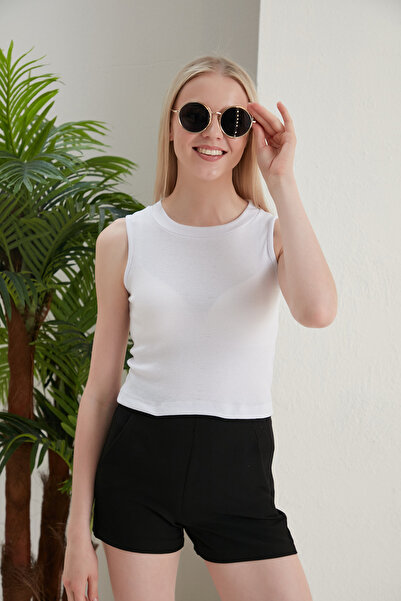 Starlight Bluză crop din țesătură premium, cu guler halter, pentru femei