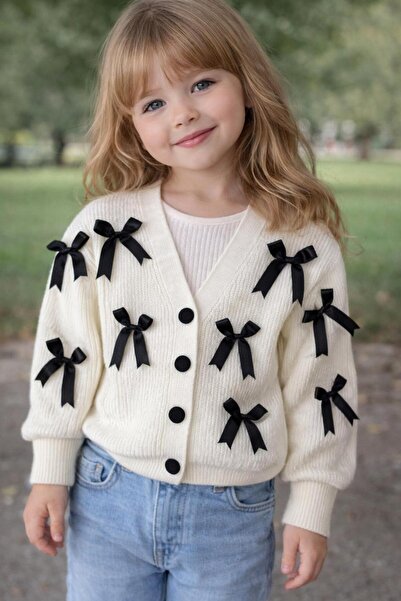 Miniminnakkidswear كارديجان محبوك بتفاصيل شريطية للفتيات