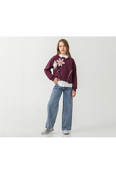 Emilakids Floral Embroidered Shirt Triple Girls' Set
