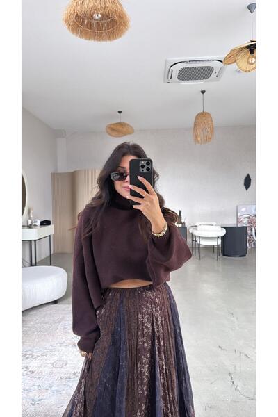 Buket Teke Кафяв пуловер с висока яка Dlv Soft Knit Jumper