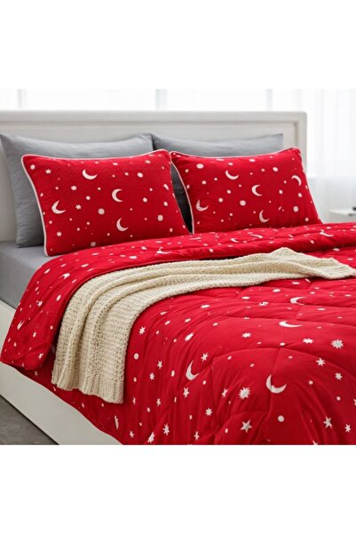 Pucioasa Promo set double bed quilt 200x215cm + 2 gift pillows, Pucioasa, red...