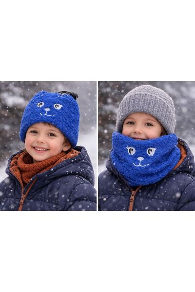 madewithlove 2'si 1 Arada Çok Fonksiyonlu Çocuk Peluş Bere & Boyunluk - Ayarl...