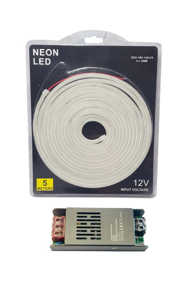 POWERR LED AYDINLATMA 5 Metre 12 Volt 6x12 mm Esnek Neon Led 4000K Naturel Be...