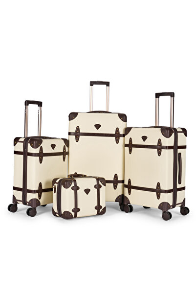 LİMRA Lemra Classic Leather 4-Piece Luggage Set, Sizes 28"-24"-20"-14" inches