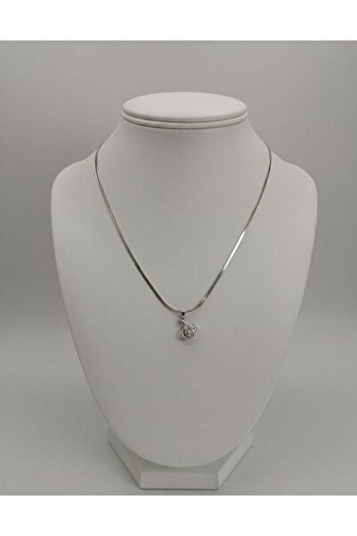 Butik 316L Çelik Kararmaz Zirkon Taşlı Kuğu Kolye Gümüş Renk Suya Dayanıklı A...