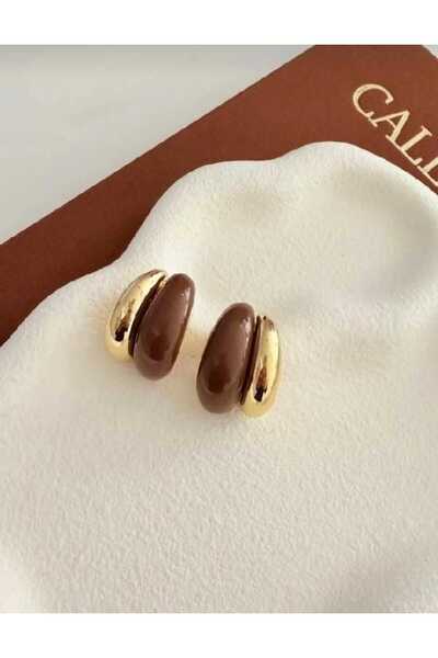 8atelier Brown Enamel Gold Detail Earrings