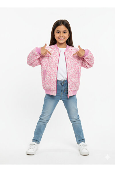 Momivi Kids Jachetă bomber matlasată cu imprimeu floral pentru fete, haină de...