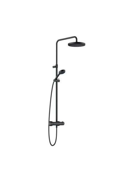 Kludi Coloană de duș, Kludi, Logo, Baterie termostatică, Negru mat, D. 24,5 cm