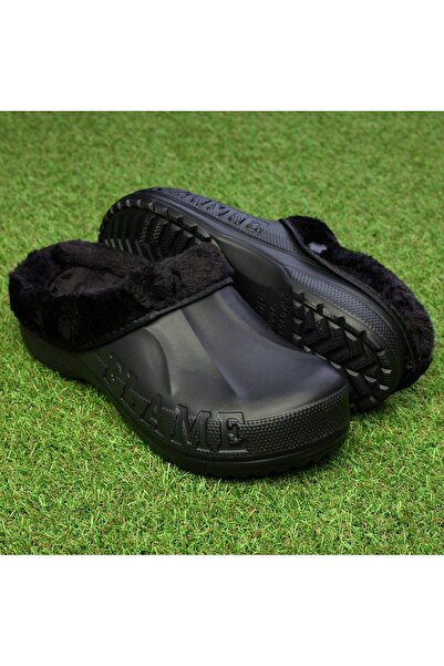Flame Men's Warm Clogs, A1002M, Black