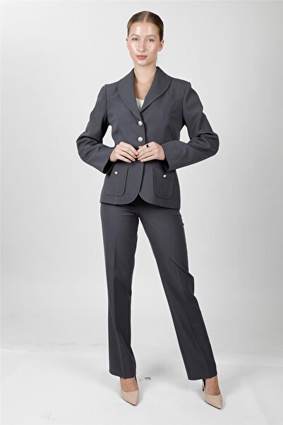 ÖNDER ÖZSOY جاكيت رياضي بجيوب وياقة شال وبنطلون بجيوب واسعة الساق للنساء - لو...