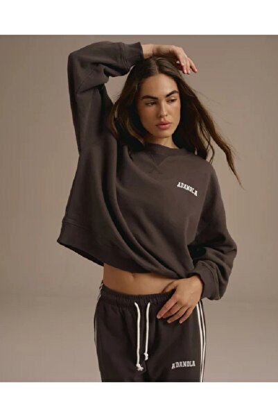 Adanola Φούτερ Varsity με χαλαρή εφαρμογή - Καφέ/Λευκό Marshmallow