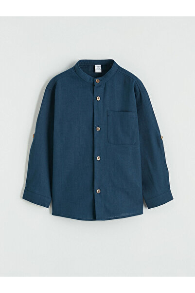 LC Waikiki Meral Collection Indigo Hakim Collar Boys' Shirt