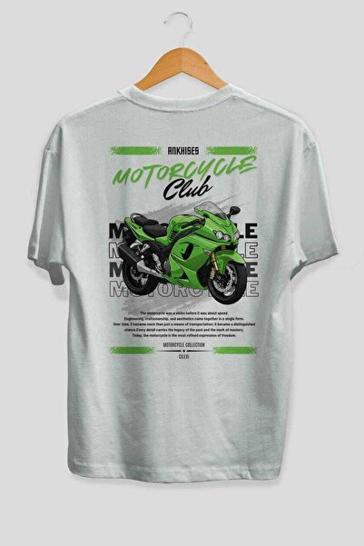 Ankhises Tricou oversize alb cu imprimeu pe spate Motocicletă Seria 12, 100% ...