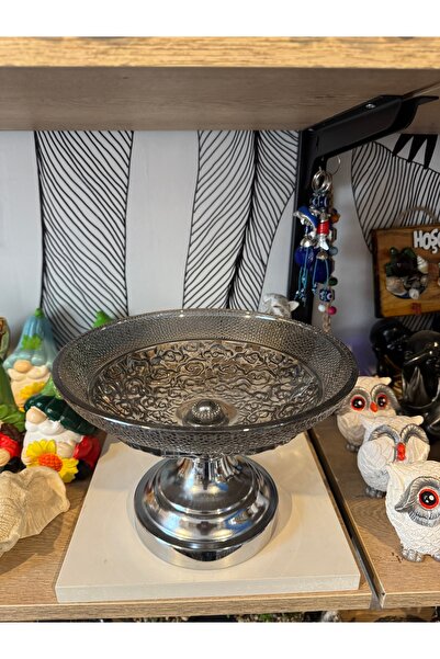 Atak Hediyelik Dekoratif Kristal ayaklı meyvelik şekerlik Gondol 25 cm silver