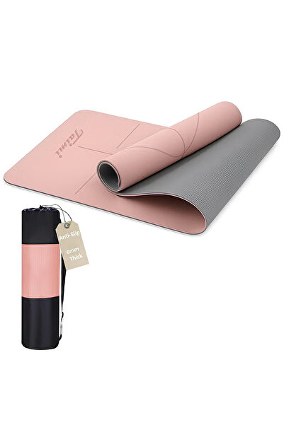 M SMART Alignment Lined Anti-Tear, Anti-Slip Yoga Mat with Carrying Bag, Pink...