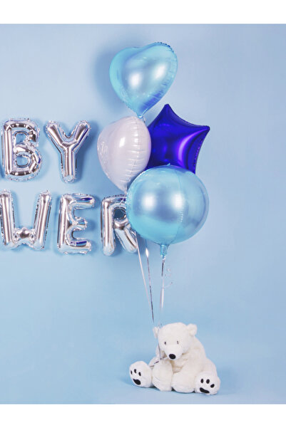 Partydeco Heart Foil Balloon, 45 cm – Sky Blue, Metallic