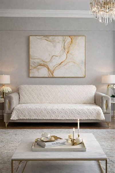 Çeyiz Diyarı Pondü 170X210 cm Non-Slip Base Sofa Cover Cream