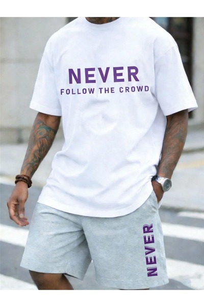 PAVRO Unisex Oversize Shorts Set Bottom-Top Two-Piece Casual Mixed Pvr Ozell ...