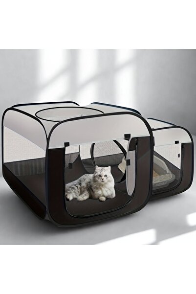 Store Yeni 1+1 Kedi Evi Kedi Çadırı Evcil Hayvan Parkı Katlanabilir Kedi Oyun...