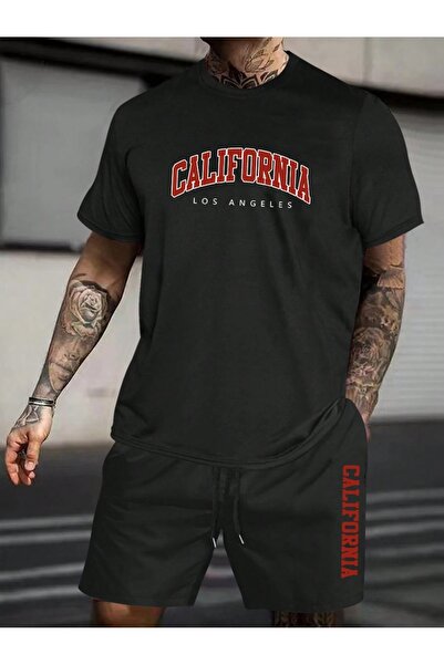 PAVRO Unisex Oversize Shorts Set Bottom-Top Two-Piece Casual Mixed Pvr Ozell ...