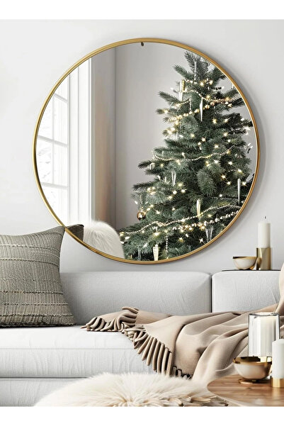 Taimi مرآة مكياج دائرية 60 سم بإطار ذهبي مناسبة لغرف الملابس وغرف النوم