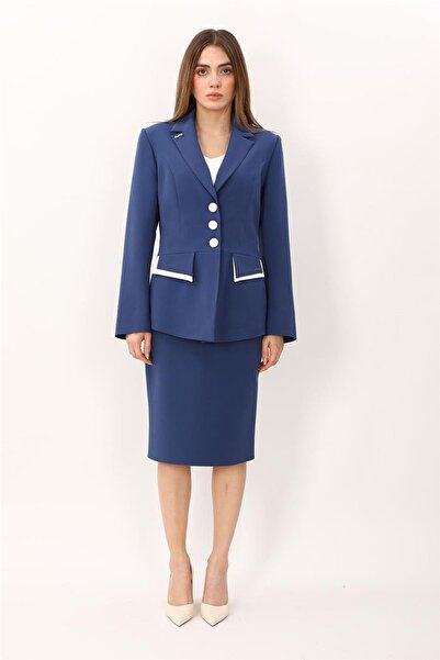 ÖNDER ÖZSOY Garnili Men's Collar Model Jacket & Short Pencil Skirt Women's Su...