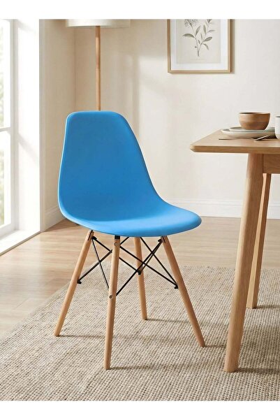 M SMART Modern Style Plastic Dining Chair, Plastic Chair with Natural Wooden ...
