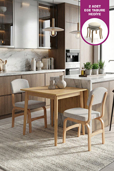 VİLİNZE Ege Sandalye Avanos Ahşap MDF Mutfak Masası Takımı - 70x120 cm