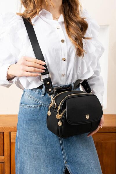 Asel Women's Multi-Compartment Adjustable Crossbody Shoulder Bag Daily Bag Bl...