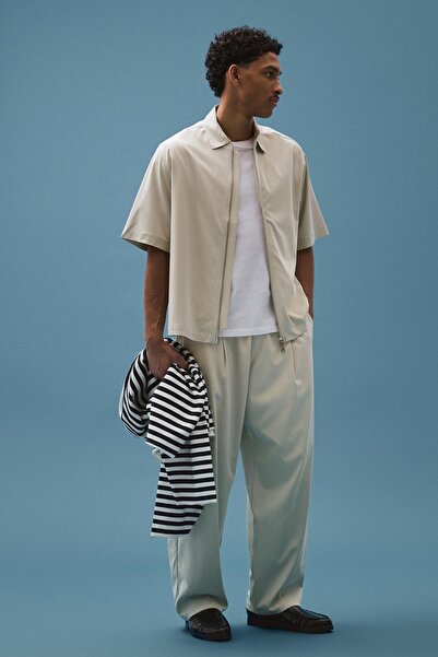 Bershka Super baggy fit pensli akıcı pantolon