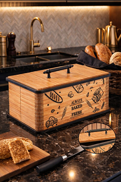 Mim Life Bread Box Wooden Bamboo Handmade Bread Container