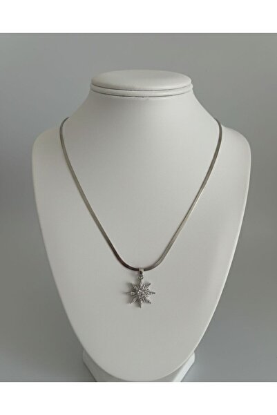 Butik 316L Çelik Kararmaz Tamtur Zirkon Taşlı Kalp Kolye Gümüş Renk Suya Daya...