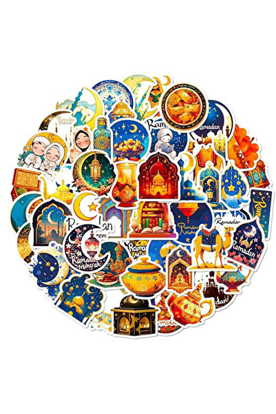 Generic 65-Piece Ramadan Sticker Set for Water Bottles, Laptops, Phones, Lugg...