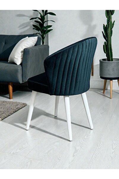 Buketim Mobilya 2 Adet Babyface Yönsüz Kumaş Beyaz Ahşap Ayaklı Modern Yemek ...