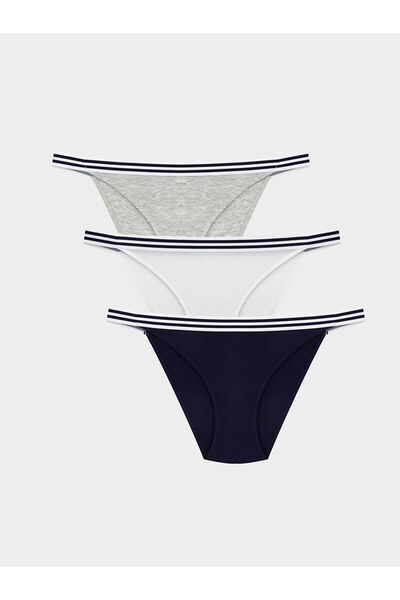 LC Waikiki مجموعة من 3 سراويل داخلية برازيلية مخططة من بييك للموسم الجديد