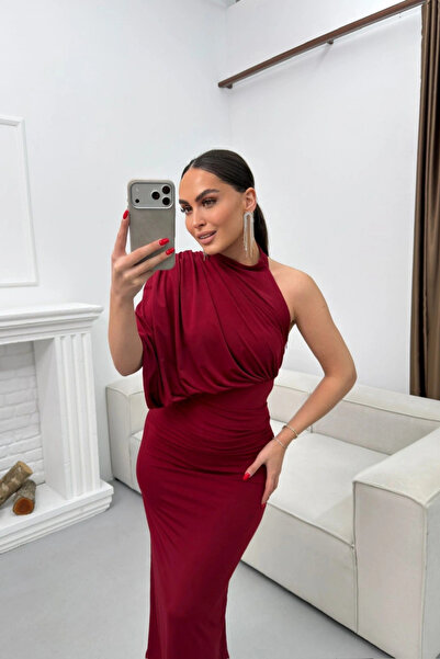 MOZENA One-Shoulder Draped Flowing Dress