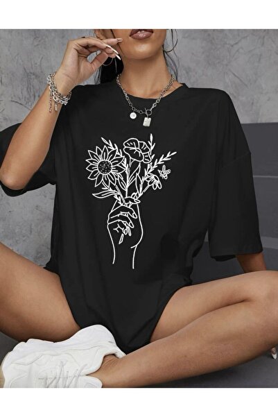 ZEMLİYA Tricou unisex supradimensionat cu imprimeu grafic – Croială lejeră pe...