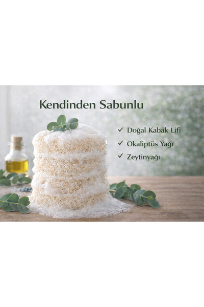 Lavandula Kendinden Sabunlu Doğal Kabak Lifi (Okaliptus Yağı ve Zeytinyağı ile)