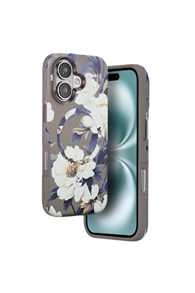 eco port iPhone 16 Flower Series Magsafe Cover - Gray