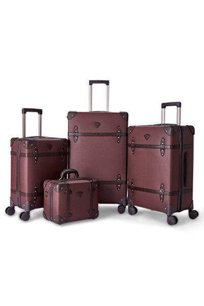 LİMRA Lemra Classic Leather 4-Piece Luggage Set, Sizes 28"-24"-20"-14" inches