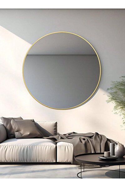 Taimi مرآة مكياج دائرية 90 سم بإطار ذهبي مناسبة لغرف الملابس وغرف النوم