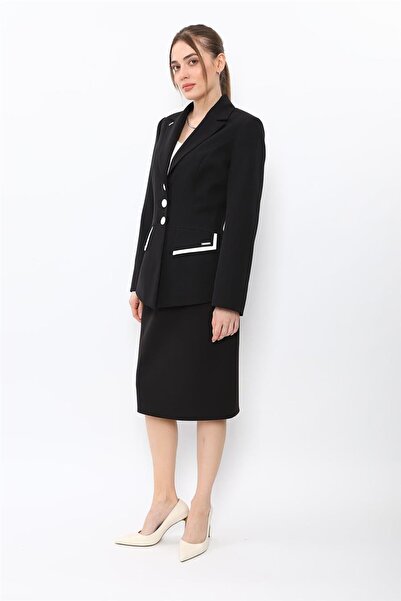 ÖNDER ÖZSOY Garnili Men's Collar Model Jacket & Short Pencil Skirt Women's Su...