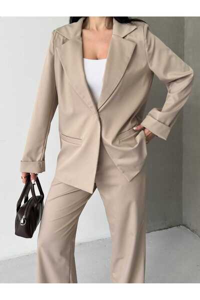 Moda İkra Stylish Set of Tensel Jacket and Wide-Leg Pants