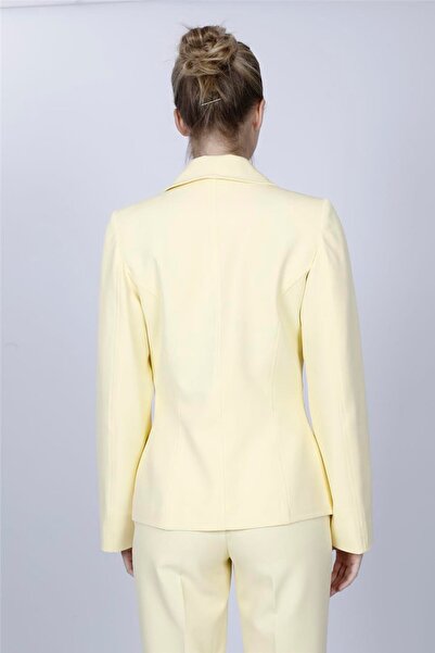 ÖNDER ÖZSOY Shawl Collar Sporty Women's Jacket with Pocket - Yellow