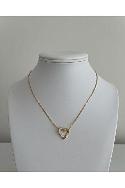 Butik 316L Çelik Kararmaz Beşli Zirkon Taşlı Kolye Gold Renk Suya Dayanıklı A...