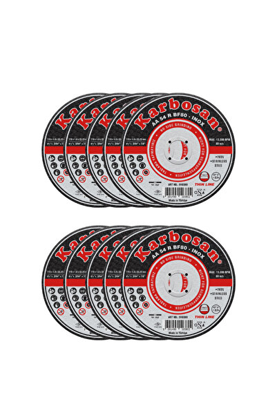 KARBOSAN Paslanmaz Çelik Kesme Taşı 115×1,0 mm – İnox Metal İçin 10 Adet Set