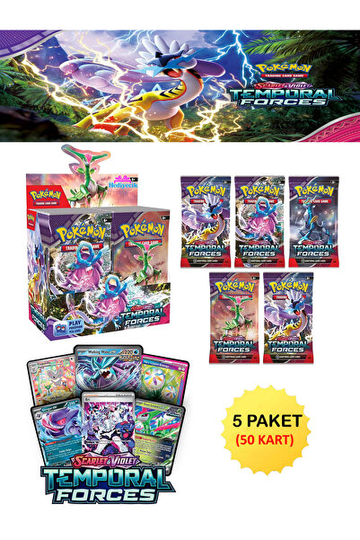 hediyecik بطاقة بوكيمون سكارليت وفيوليت تيمبورال فورسز - 5 حزم من بطاقات لعبة...